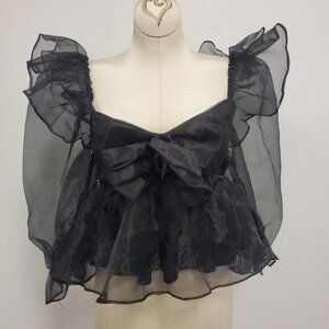 Asos Luxe Womens Babydoll Fairy Grunge Mesh Top Size 10 Coquette Ethereal‎ Sheer